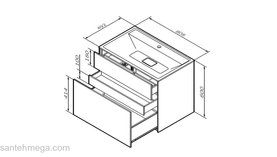 База под раковину подвесная 80 см, 3 ящика, белый матовый AM.PM Inspire 2.0 M50AFHX0803WM. Фото