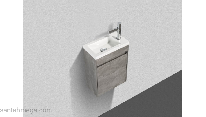 Тумба под раковину подвесная правосторонняя BELBAGNO PIETRA MINI-460-1A-SO-SCM-R Stucco Cemento. Фото