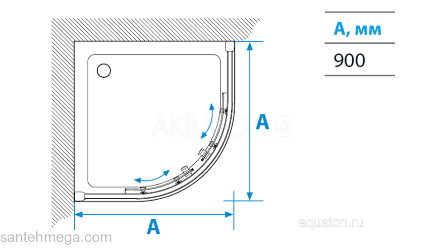 Душевое ограждение Акватон Ritsa в четверть круга 90х90х200 1AX006SSXX000. Фото