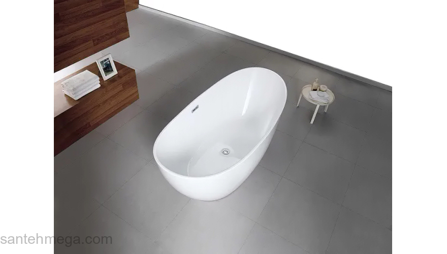 Ванна акриловая Azario GLASGOW 1800х800х665, свободностоящая, в комплекте с сифоном и металлической рамой, цвет белый GLA18080. Фото