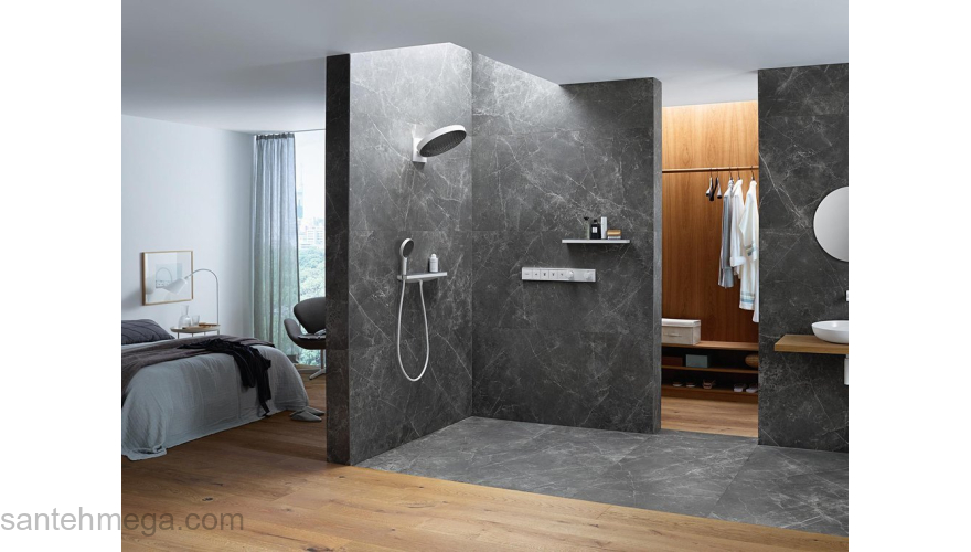 Полка Hansgrohe Rainfinity Shelf 500 26844700, хром для ванной комнаты. Фото