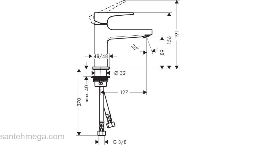 32500340 HANSGROHE  Metropol смеситель для раковины 100 шлиф.черный хром. Фото