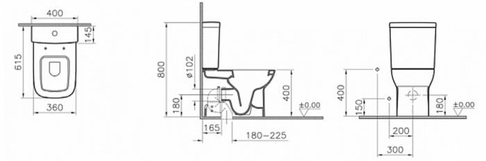Унитаз-компакт Vitra S20 Open-back 9819B003-7201. Фото
