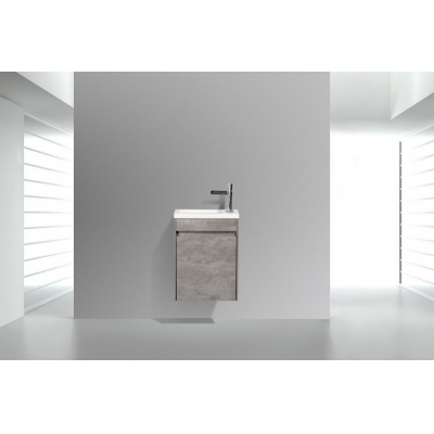 Тумба под раковину подвесная правосторонняя BELBAGNO PIETRA MINI-400-1A-SO-SCM-R Stucco Cemento. Фото
