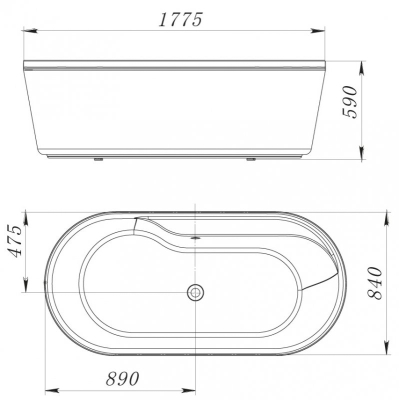 Ванна акриловая отдельностоящая BELBAGNO BB14-K 178х84. Фото