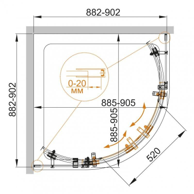 Душевой угол CEZARES Stylus-M STYLUS-O-M-R-2-90-C-Cr. Фото