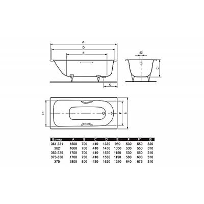 Ванна KALDEWEI Saniform Plus Star 170х75 + Anti Slip 133630000001. Фото