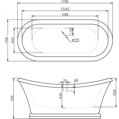Ванна акриловая BELBAGNO BB09. Фото
