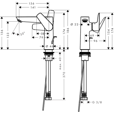 71754340 HANSGROHE  Talis E 150 смеситель для раковины шлиф,черный хром. Фото