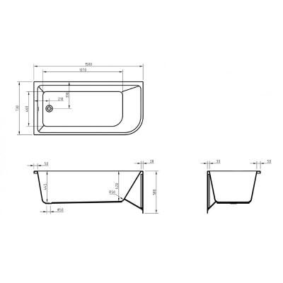 Ванна акриловая левосторонняя BELBAGNO BB712-1500-730-L. Фото